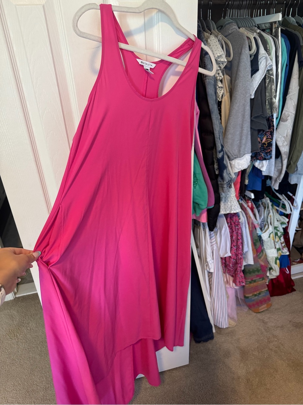 Athleta Fuchsia Sleeveless Swing, Sundress, Dress